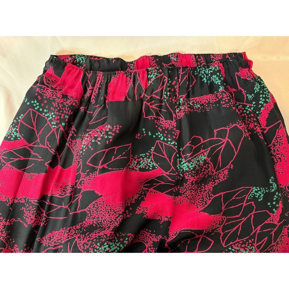 VTG Sonata Womens Pink Black Abstract Floral Maxi Skirt Sz S 90s Art Teacher - Picture 7 of 7